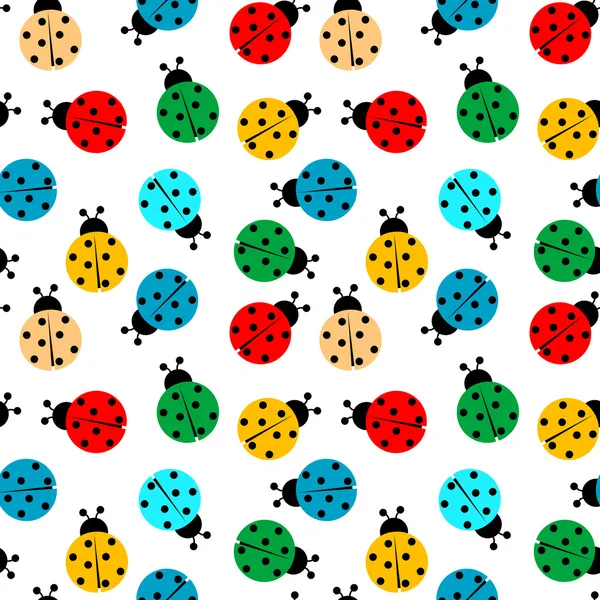 Ladybugs in colors seamless pattern — Stock Vector
