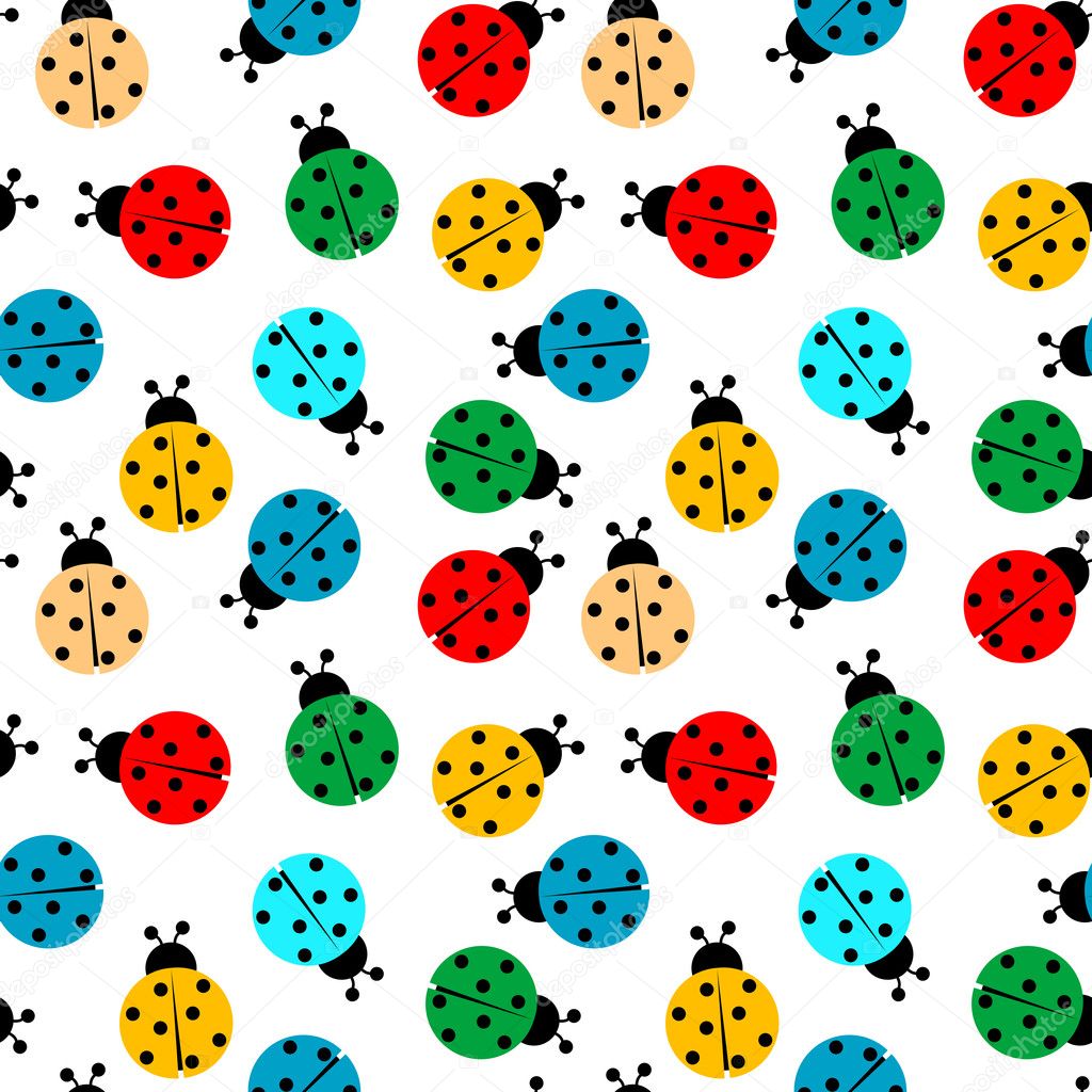 Ladybugs in colors seamless pattern