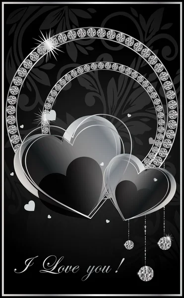 Tarjeta corazón negro.Ilustración vectorial . — Vector de stock
