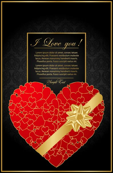 Золотой Валентина фон с сердцем — стоковый вектор
