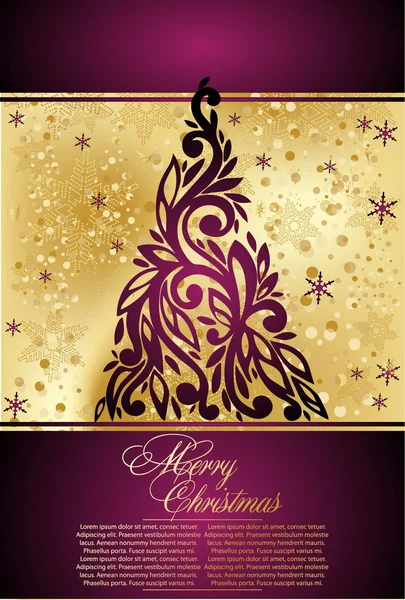 Carte de vœux avec arbre de Noël — Image vectorielle