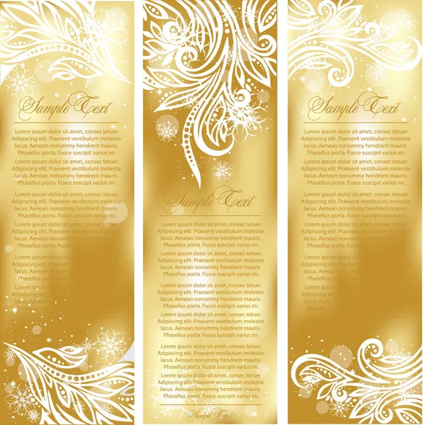 Set of gold xmas cards — Stock Vector