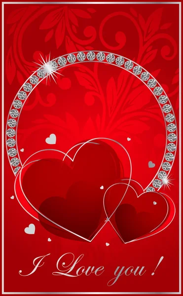 Valentinstag Illustration mit den Diamanten — Stockvektor