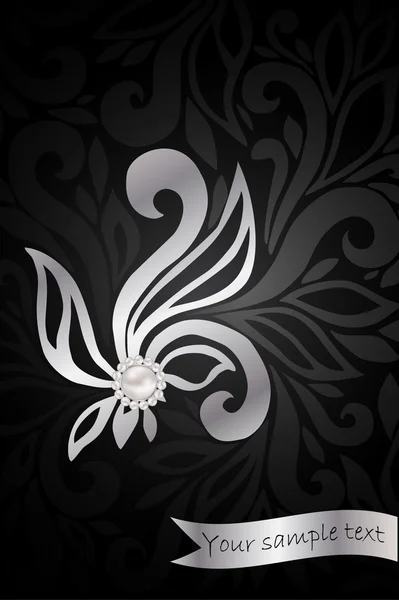 Patrón floral negro — Vector de stock