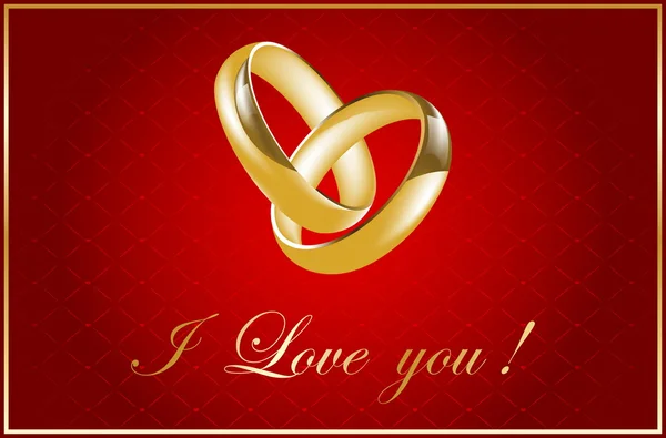 Valentine card with wedding rings — Stock Vector