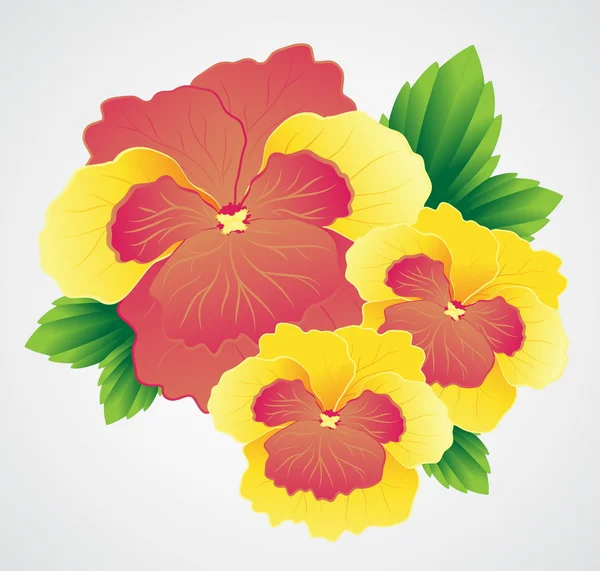 Illustration avec bouquet de fleurs sur fond blanc — Image vectorielle