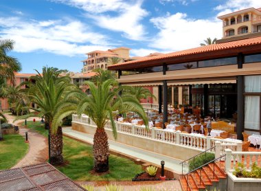 açık hava restoranında lüks otel, adanın tenerife, İspanya