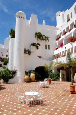 Building and outdoor area of luxury hotel, Tenerife island, Spai clipart