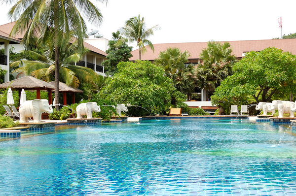 Swimming pool at modern luxury hotel, Samui island, Thailand