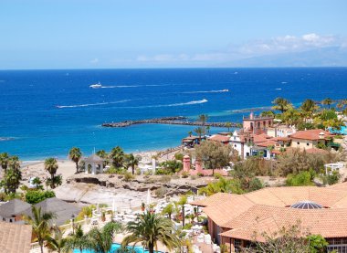 Beach of the luxury hotel, Tenerife island, Spain clipart