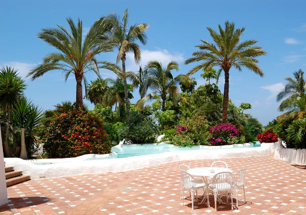 Lüks otelin dinlenme alanı, Tenerife Adası, İspanya — Stok fotoğraf