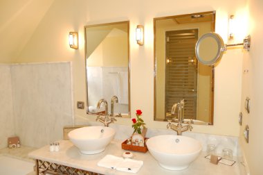 Bathroom interior in the luxury hotel, Tenerife island, Spain clipart