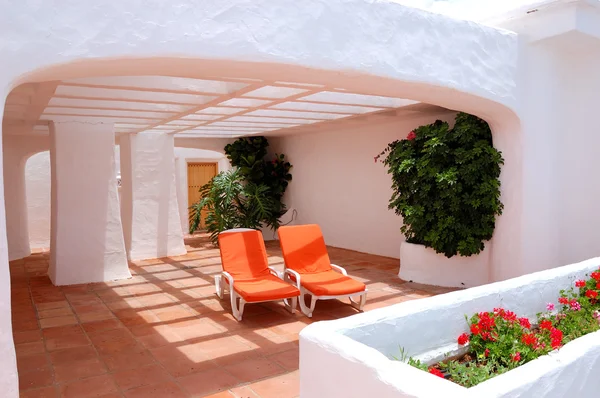 Die Meerblick-Terrasse des Luxushotels, Insel Teneriffa, Spanien — Stockfoto