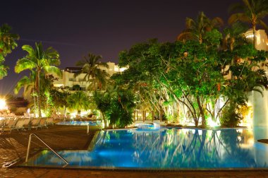 gece aydınlatma lüks otel, ada tenerife, İspanya