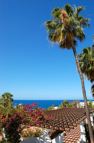 Terraço coberto no hotel de luxo, ilha de Tenerife, Espanha — Fotografia de Stock