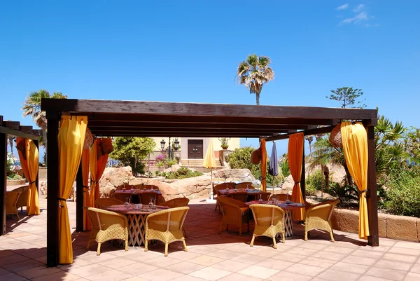 stock image Open-air restaurant at luxury hotel, Tenerife island, Spain
