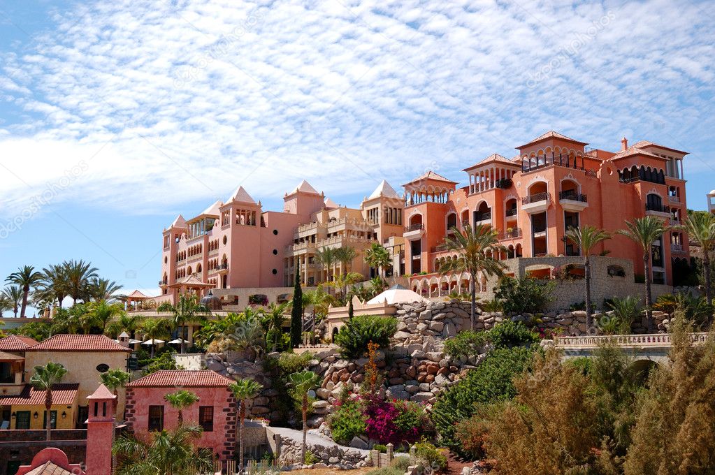 Buildings of the luxury hotels, Tenerife island, Spain