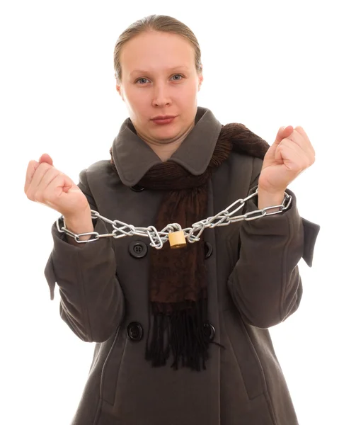 Woman in chains — Stock Photo, Image