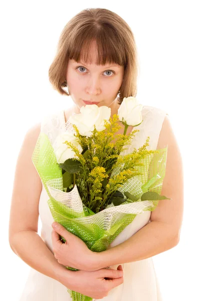 Girl with a bouquet. — Stock Photo, Image