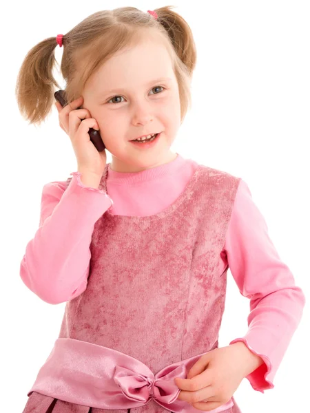 Gadis berbicara di telepon. — Stok Foto