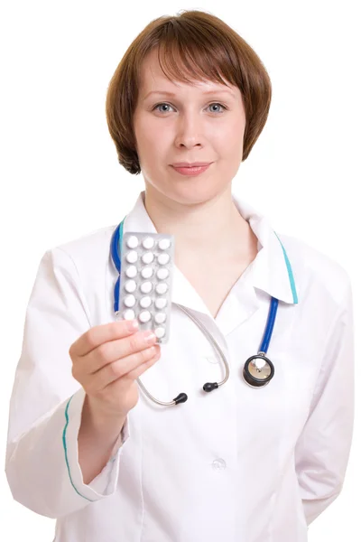 Woman doctor on a white background. — Stock Photo, Image