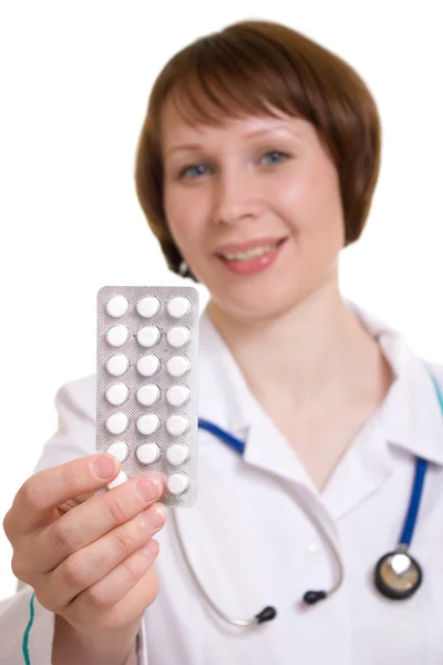 stock image Woman doctor on a white background.