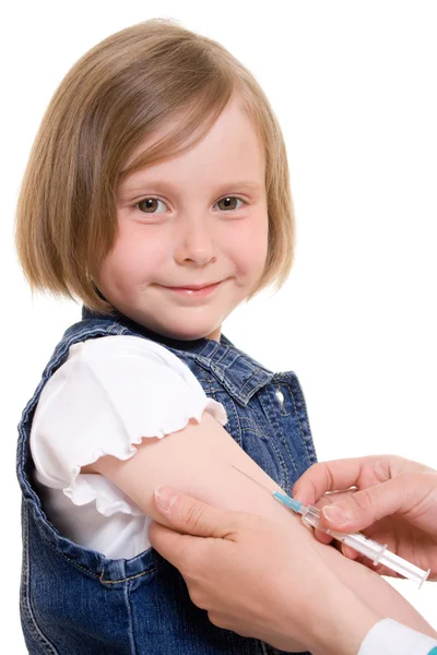 Barnvaccinationer på vit bakgrund. — Stockfoto