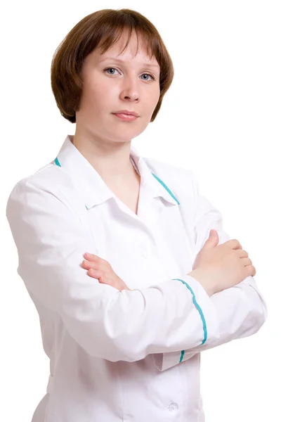 Kobieta lekarz na białym tle. — Zdjęcie stockowe