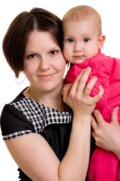 Μητέρα με ένα μωρό σε λευκό φόντο — Φωτογραφία Αρχείου