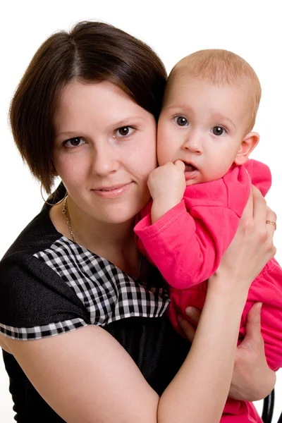 Μητέρα με ένα μωρό σε λευκό φόντο — Φωτογραφία Αρχείου