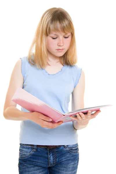 Teenager with books on white background. — Stock Photo, Image