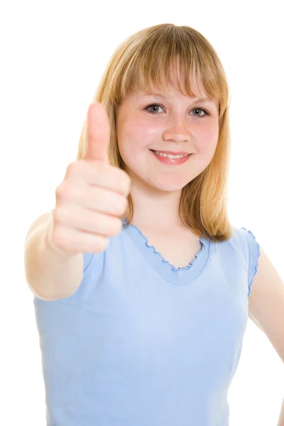 Happy teenage on a white background. — Stock Photo, Image