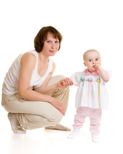 Matka z dzieckiem na białym tle — Zdjęcie stockowe
