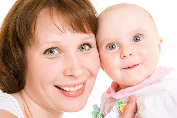 Mutter mit Baby auf weißem Hintergrund — Stockfoto