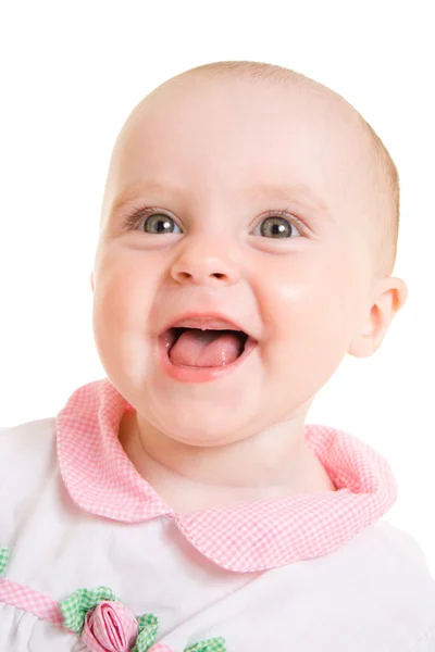 Usmívající se dítě na bílém pozadí. — Stock fotografie