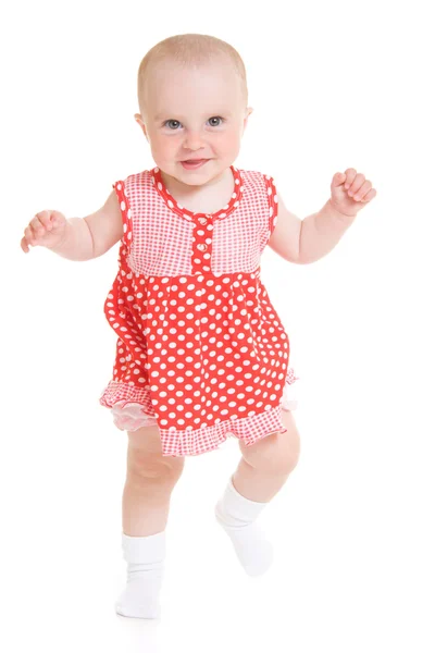 白い背景の上のドレスの赤ちゃん. — ストック写真
