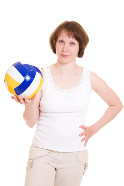 Volleybal meisje met de bal. — Stockfoto