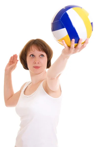 Волейбольна дівчина з м'ячем . — стокове фото