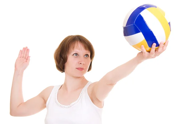 Volejbalová dívka s míčem. — Stock fotografie