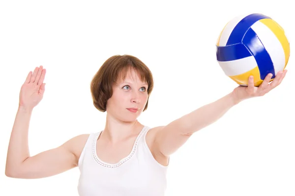 Volleybal meisje met de bal. — Stockfoto