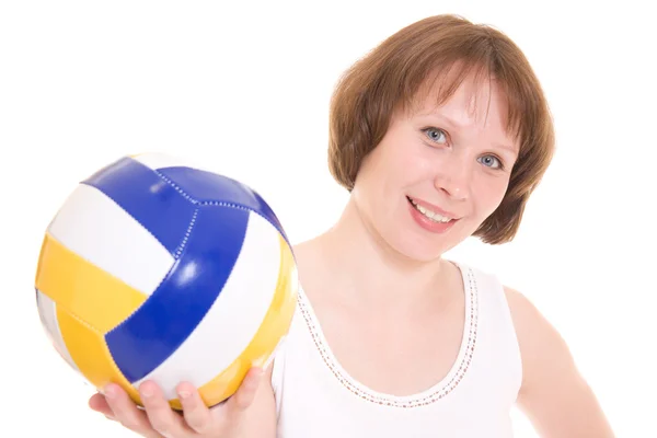 Волейбольна дівчина з м'ячем . — стокове фото
