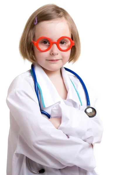 Little doctor with a white background. Stock Photo