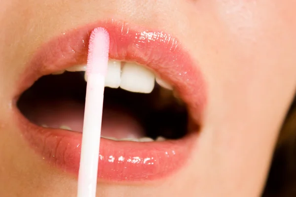 stock image Painted lips on a white background.