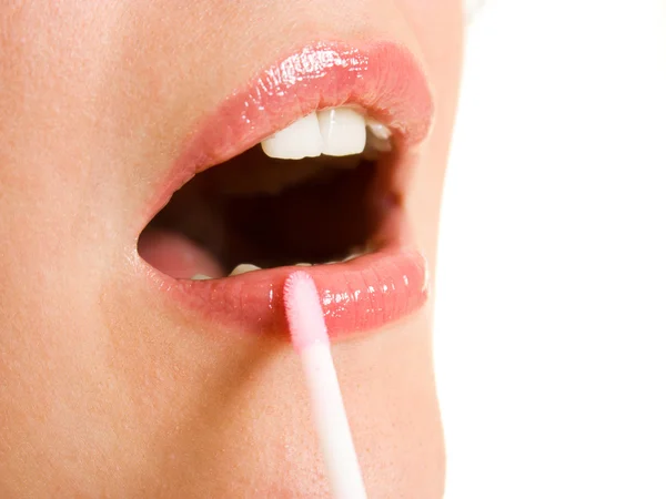 stock image Painted lips on a white background.