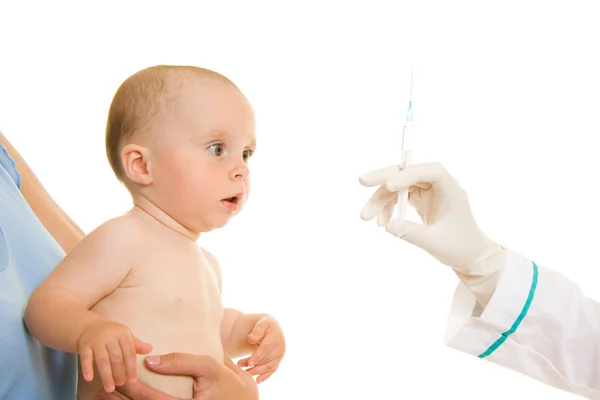 Baby-Impfungen auf weißem Hintergrund. — Stockfoto