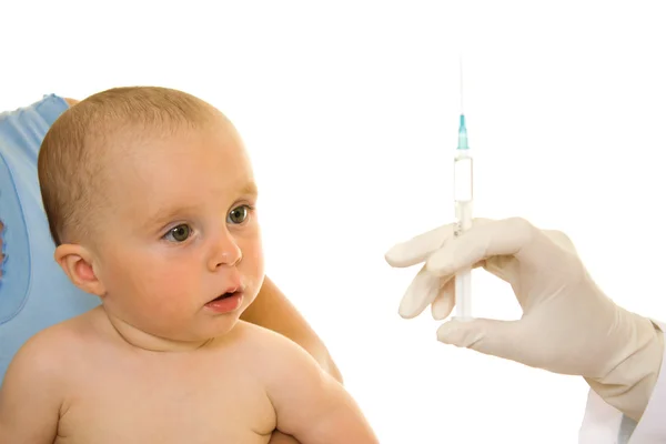 白い背景の上の赤ちゃん予防接種. — ストック写真