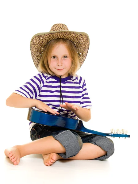 Cowboy κορίτσι σε λευκό φόντο. — Φωτογραφία Αρχείου