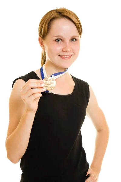 흰색 배경에 여자 챔피언 — 스톡 사진