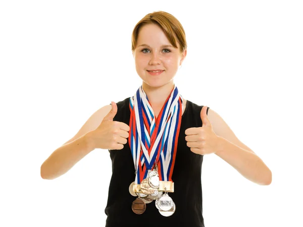 Mädchen-Champion auf weißem Hintergrund — Stockfoto