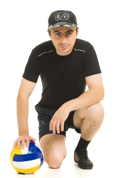 W piłce siatkowej mężczyzn z piłką. — Zdjęcie stockowe